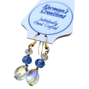 Elegant Gold and Blue Crystal Earrings